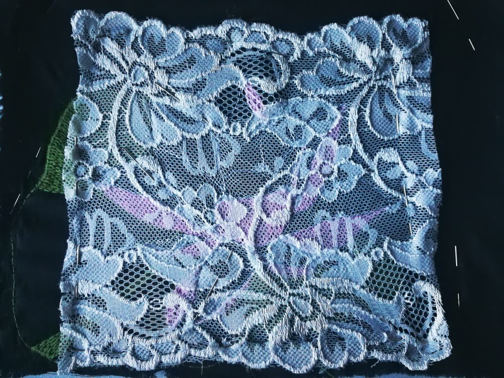 Lace placed over the lotus petals